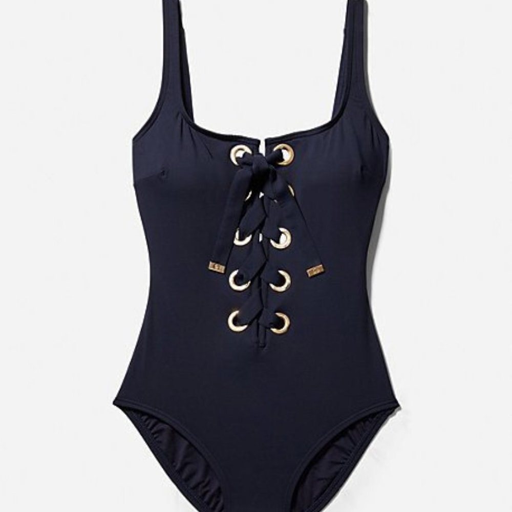 NWT Michael Kors Black Lace One Piece Swimsuit Size 6